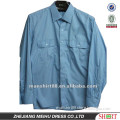 men's 100% cotton blue regular fit long sleeve work shirt